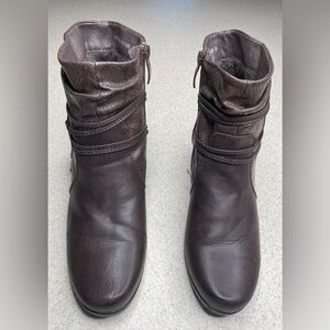 Patrizia Winona Brown Heeled Ankle Leather Boots Tassel Size 38 (7.5)